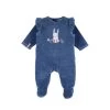 Pyjama 1 Pièce Lapin En Velours Marine 6 Mois