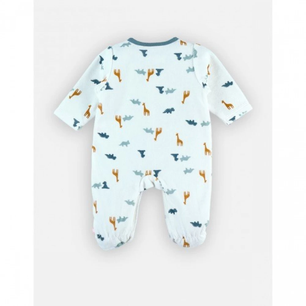 Pyjama Bébé Velours Blanc Dinosaures Et Girafes Naissance – Image 3