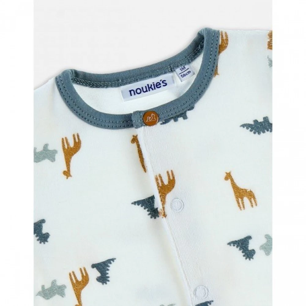 Pyjama Bébé Velours Blanc Dinosaures Et Girafes Naissance – Image 5
