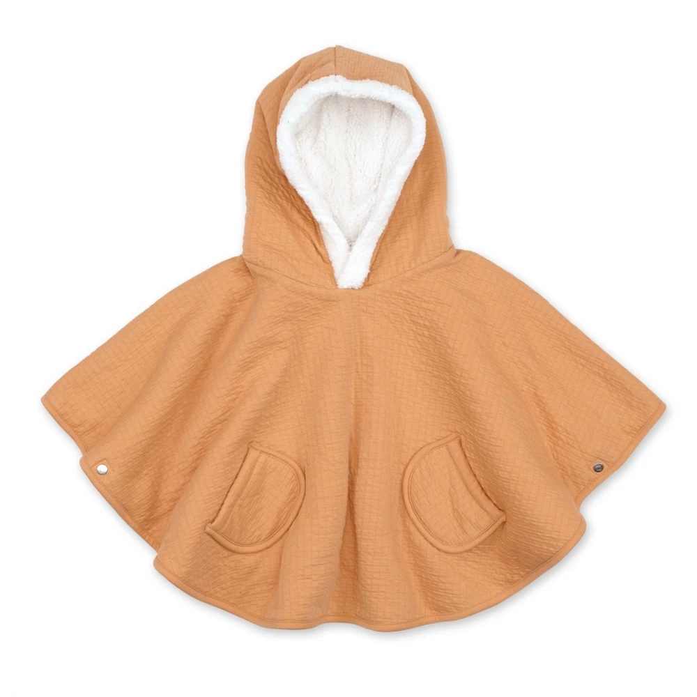 Poncho Pour Siège Auto Teddy Et Gaze De Coton Orange