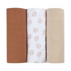 Beaba Lot De 3 Langes 70 X 70 Cm Hérisson