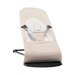Babybjorn Transat Bébé Balance Soft Coton Et Jersey Beige Et Gris Cadre Noir