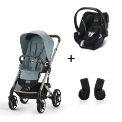 CYBEX Pack Duo Poussette Talos S Lux - Châssis Taupe + Aton 5 Noir + Adaptateurs - Sky Blue