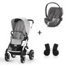 CYBEX Pack Duo Poussette Talos S Lux - Chassis Silver + Cloud Z2 Noir + Adaptateurs - Lava Grey