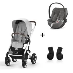CYBEX Pack Duo Poussette Talos S Lux - Chassis Silver + Cloud Z2 Noir + Adaptateurs - Lava Grey