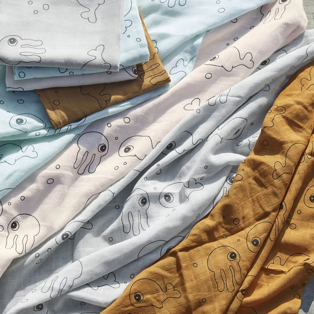 Done By Deer Lot De 2 Langes 70x70cm Sea Friends Blue – Image 2