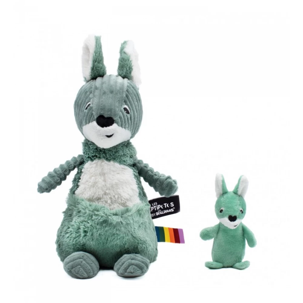 Peluche Kangourou Et Son Bébé Vert Allézou Les Ptipotos – Image 2