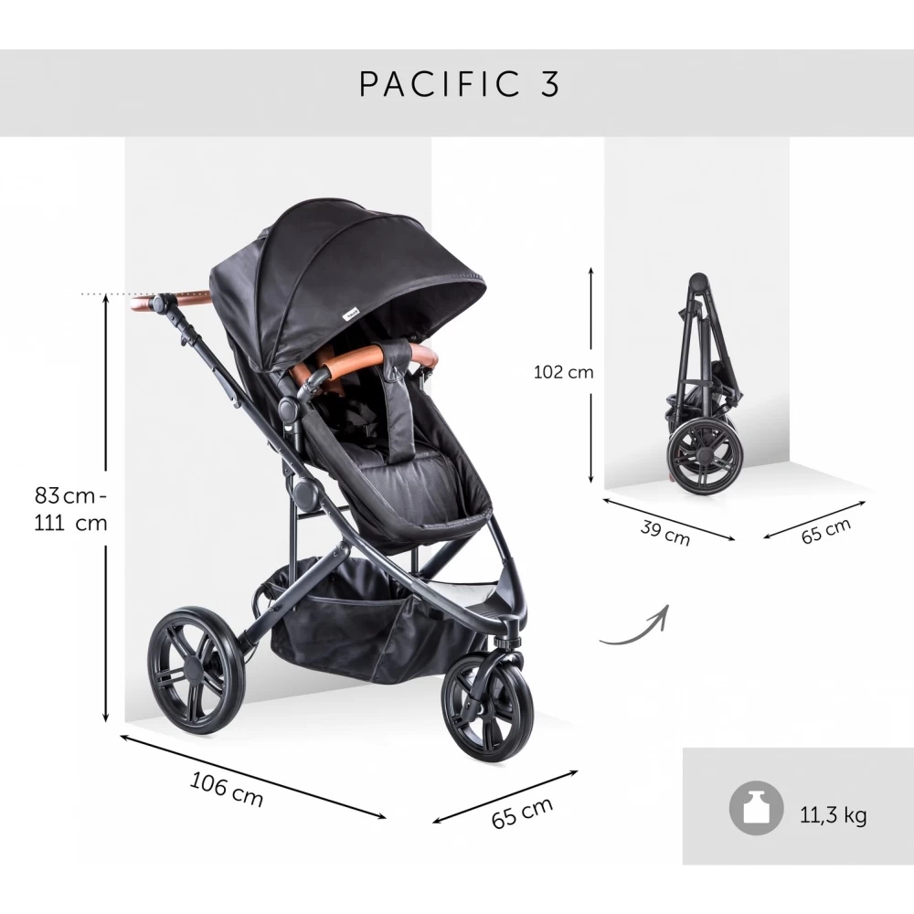HAUCK Poussette Pacific 3 En 1 Shop N Drive Caviar – Image 8