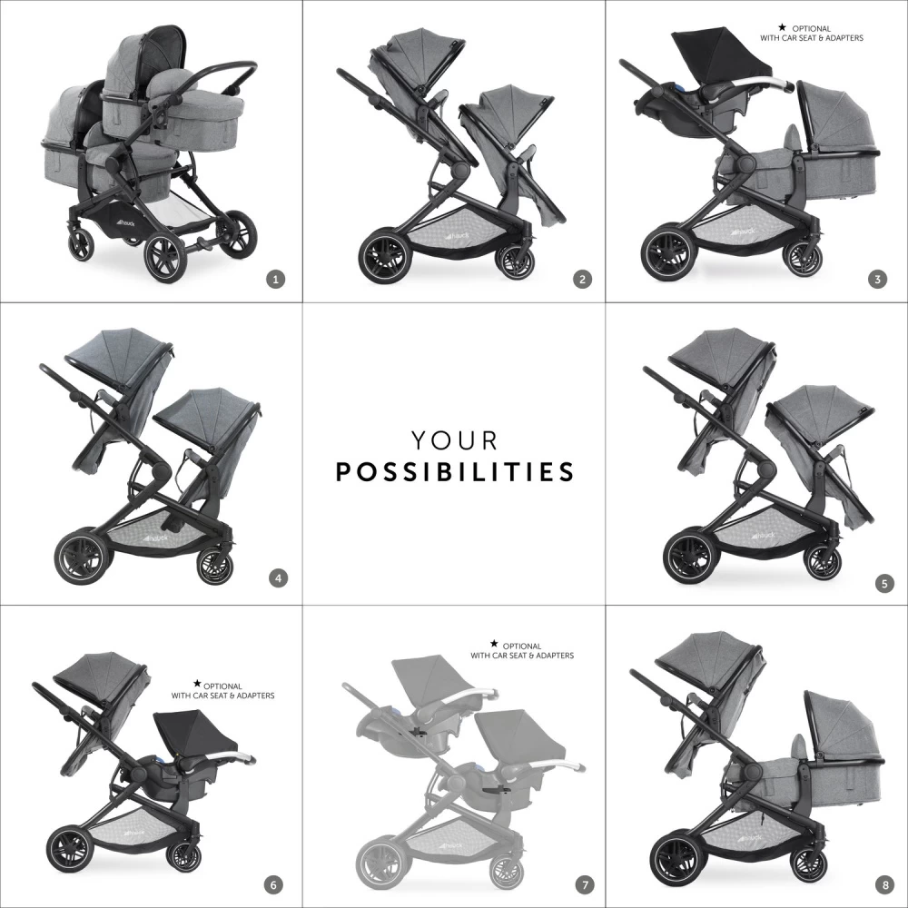 HAUCK Poussette Double Atlantic Twin Melange Grey – Image 17