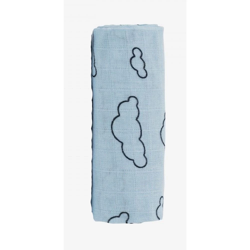 Lange 115 X 115 Cm Viscose De Bambou - Nuage (blanc Ou Bleu) – Image 2