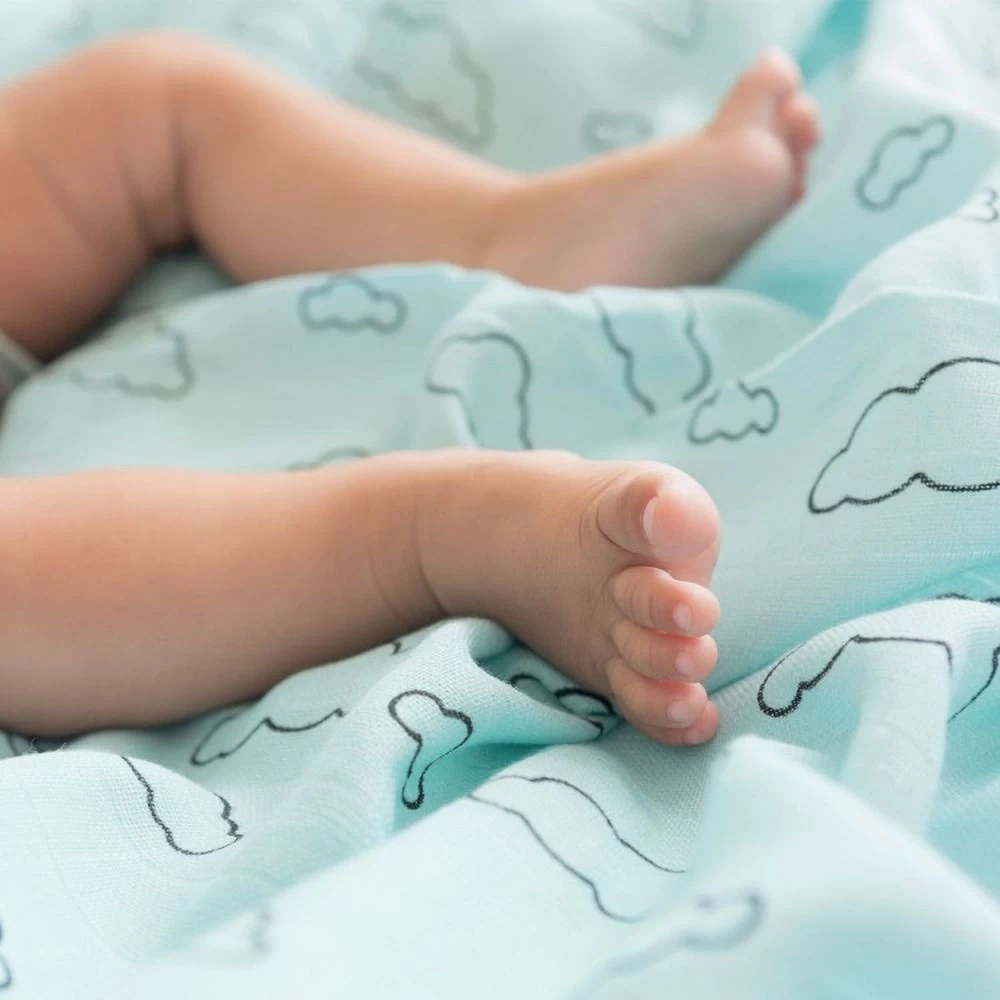 Lange 115 X 115 Cm Viscose De Bambou - Nuage (blanc Ou Bleu) – Image 3