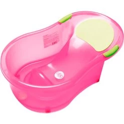 Baignoire Bébé 0-6 Mois + Transat Intégré Rose Translucide