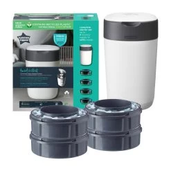 Tommee Tippee Starter Pack Twist & Click Poubelle Blanche + 4 Recharges