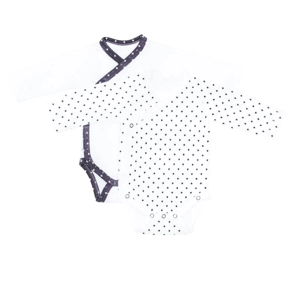 Lot De 2 Bodies Blanc Et Gris 1 Mois Panda Chao Chao – Image 2