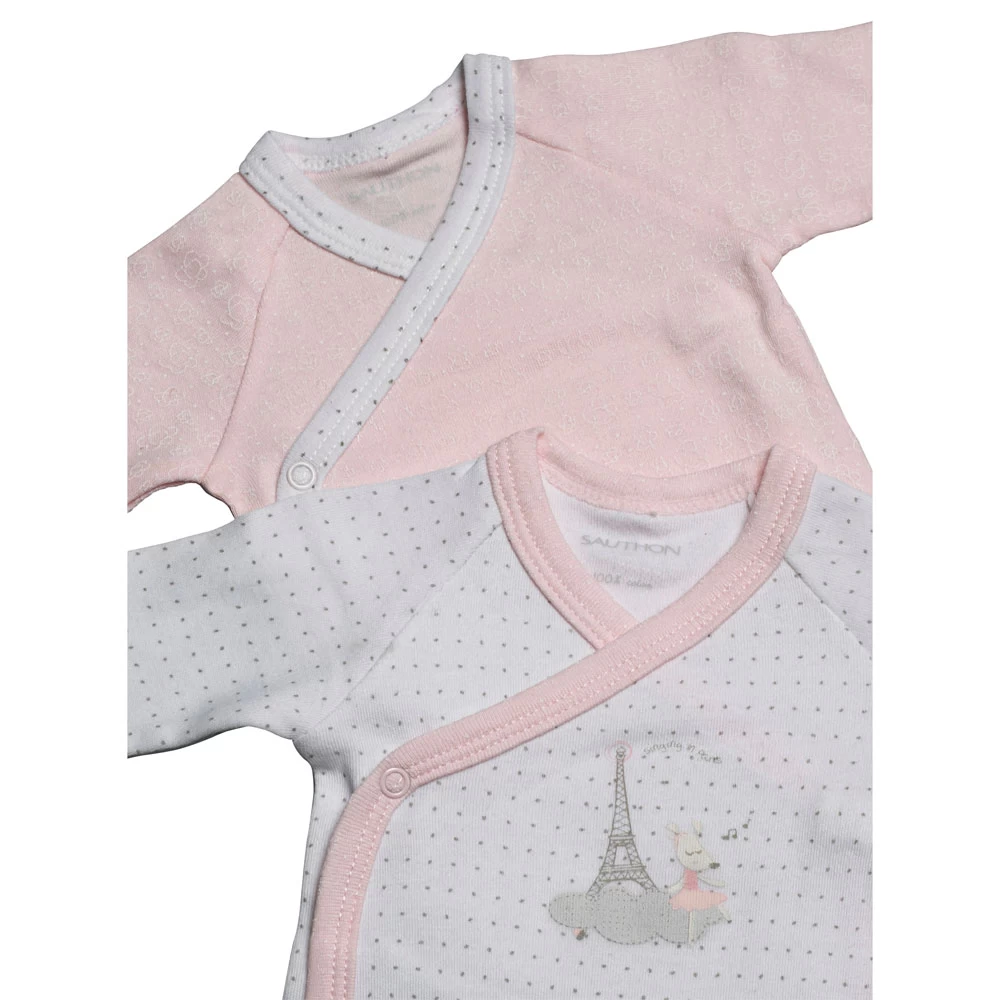 Lot De 2 Bodies Blanc Et Rose Naissance Lilibelle – Image 2