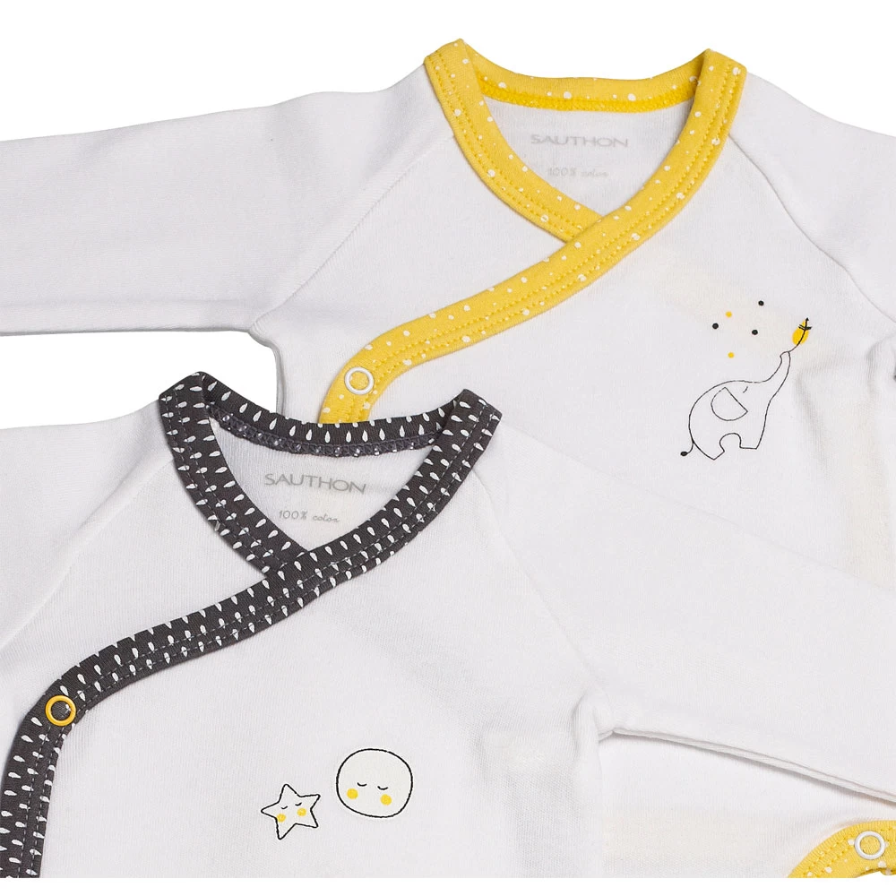 Lot De 2 Bodies Gris/jaune 1 Mois Babyfan – Image 2