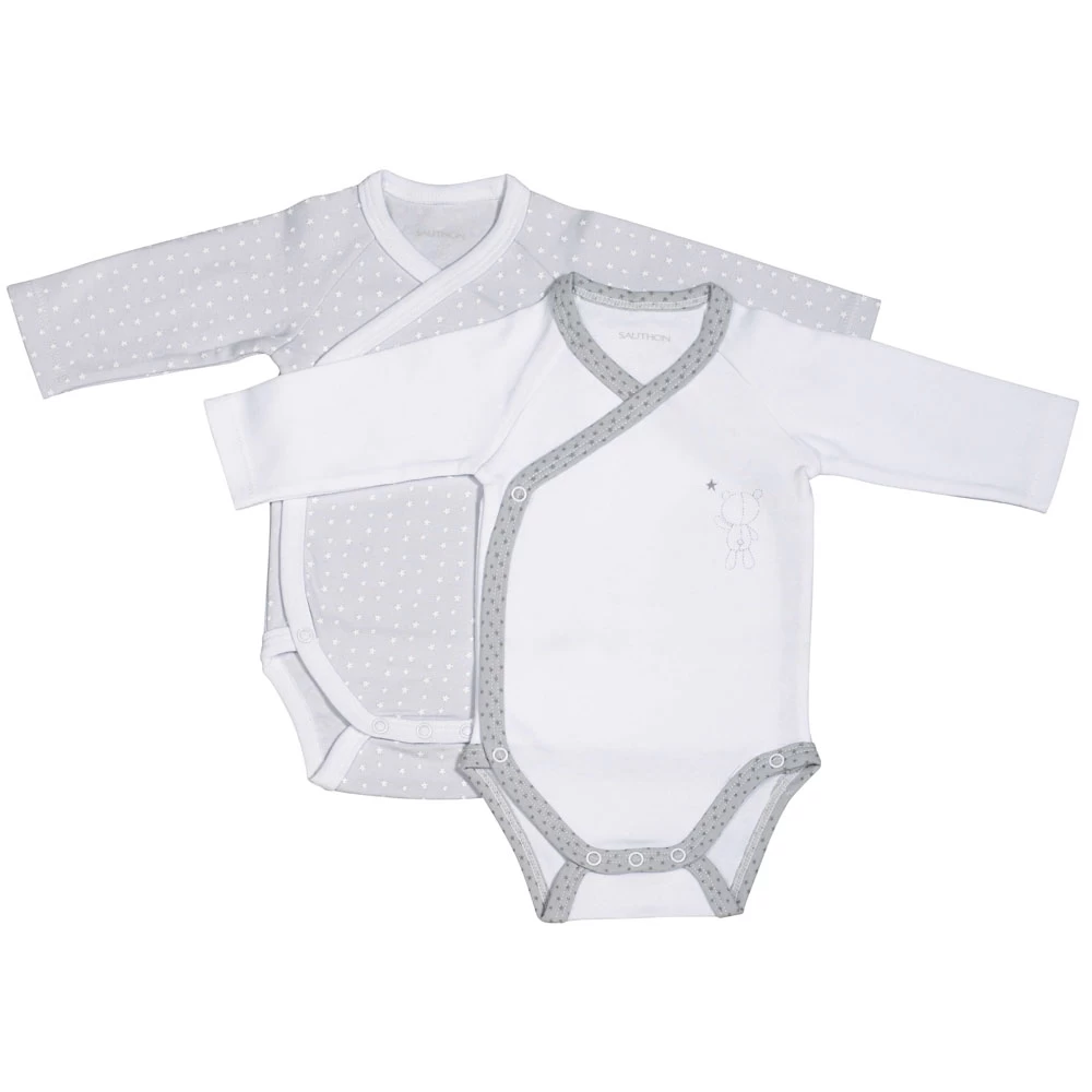 Lot De 2 Bodies Blanc Et Gris 1 Mois Céleste