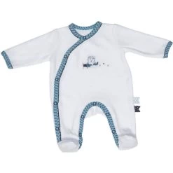Pyjama Bébé Velours Blanc Ours Lazare 1 Mois