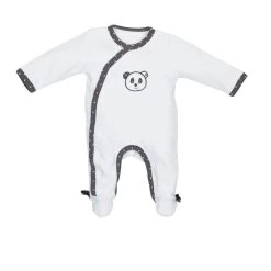 Pyjama Bébé Velours Blanc 1 Mois Ouverture Côtvé Panda Chao Chao