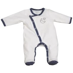 Pyjama Bébé Velours Blanc 1 Mois Merlin