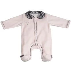 Pyjama Bébé Velours Rose Miss Fleur De Lune Naissance