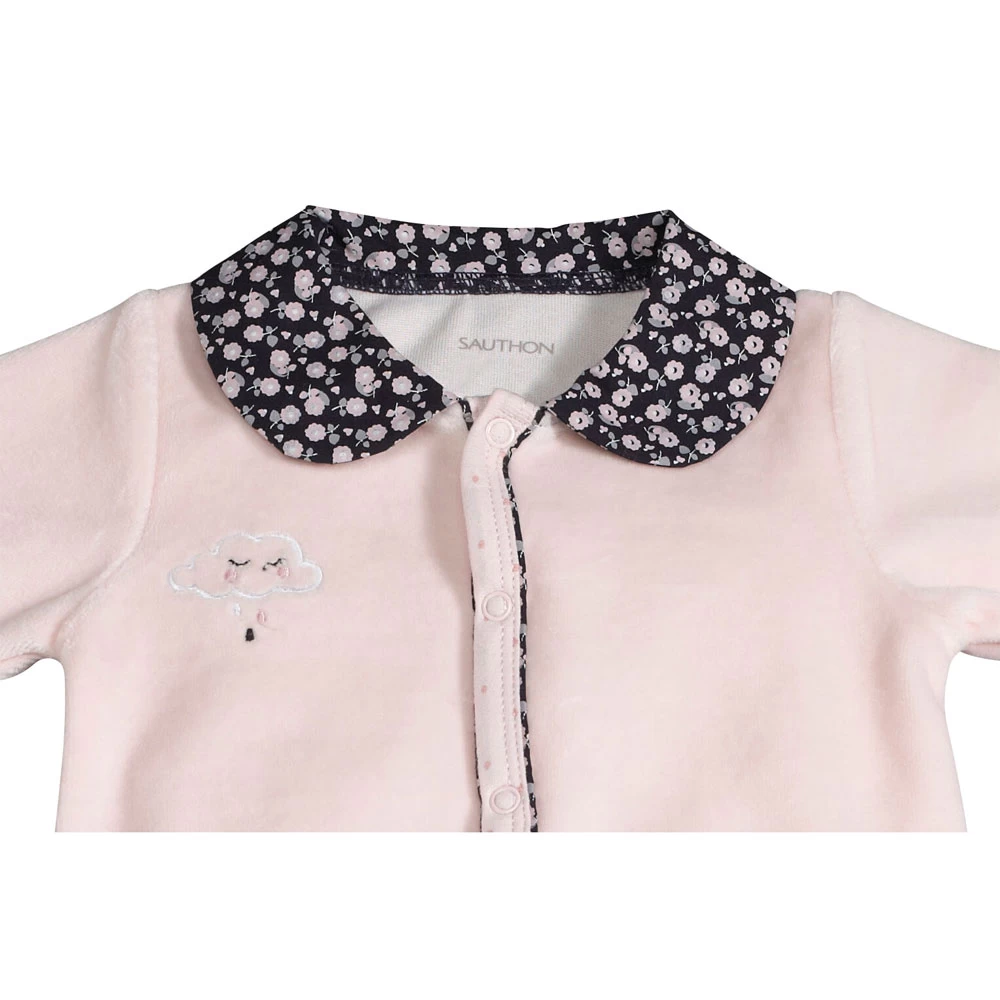 Pyjama Bébé Velours Rose Miss Fleur De Lune Naissance – Image 2