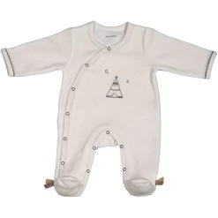Pyjama Bébé Velours Beige Naissance Timouki